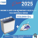 Pack laveuse semi automatique 8kgs +fer a repasser